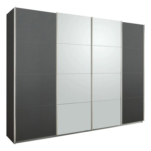 Rauch Syncrono 271cm 4 Door Sliding Wardrobe - Metallic Dark Grey and Silk Grey