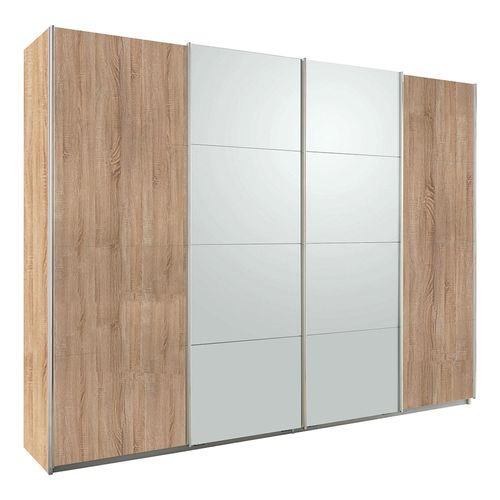 Rauch Syncrono 271cm 4 Door Sliding Wardrobe - Sonoma Oak and Silk Grey