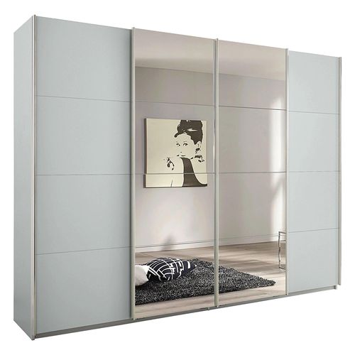 Rauch Syncrono 271cm 4 Door Sliding Wardrobe with Mirror - Silk Grey