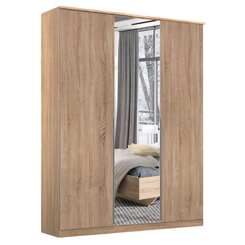 Rauch Texas 136cm 3 Door Wardrobe with Mirror - Sonoma Oak
