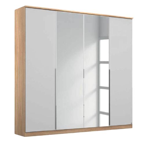 Rauch Texas 181cm 4 Door Wardrobe with Mirror - Sonoma Oak and Alpine White