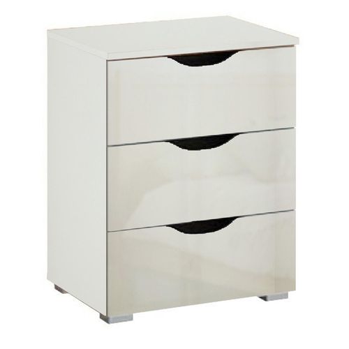 Rauch Arnstein 3 Drawer Bedside Cabinet - Alpine White and White High Gloss