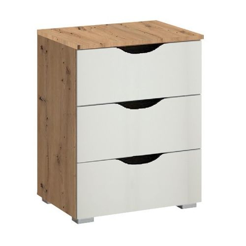 Rauch Arnstein 3 Drawer Bedside Cabinet - Artisan Oak and Alpine White