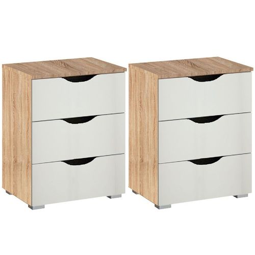 Rauch Arnstein 3 Drawer Bedside Cabinet - Set of 2 - Sonoma Oak and Alpine White