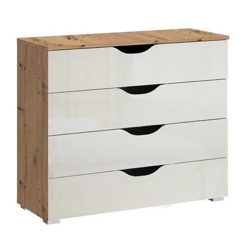 Rauch Arnstein 4 Drawer Chest - Artisan Oak and White High Gloss