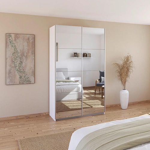 Rauch Quadra 136cm 2 Door Sliding Mirrored Wardrobe - Alpine White