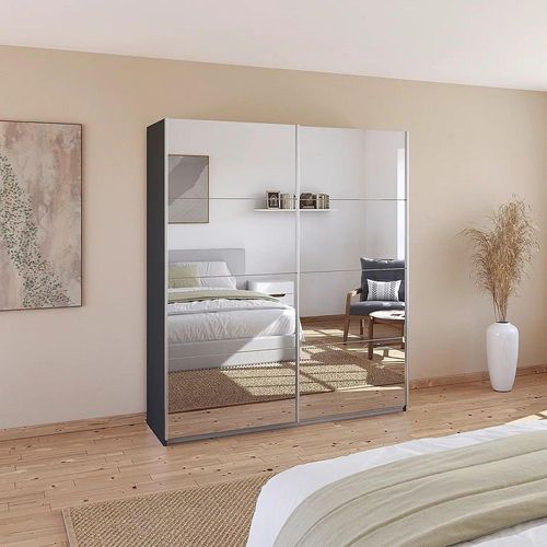 Rauch Quadra 181cm 2 Door Sliding Mirrored Wardrobe - Metallic Dark Grey