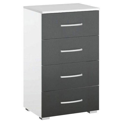 Rauch Alegro 4 Drawer Narrow Chest - Alpine White and Metallic Dark Grey