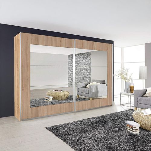 Rauch Alegro 271cm 2 Door Sliding Wardrobe with Mirror - Sonoma Oak