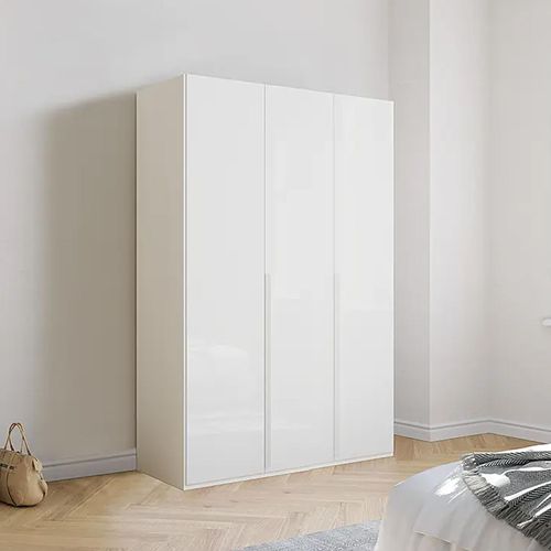 Rauch Purisma 151cm 3 Door Wardrobe - Alpine White and Crystal White Glass