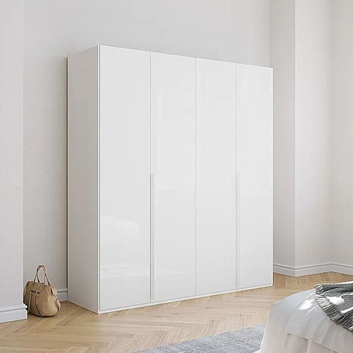 Rauch Purisma 201cm 4 Door Wardrobe - Alpine White and Crystal White Glass