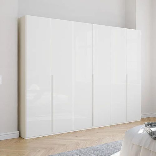 Rauch Purisma 301cm 6 Door Wardrobe - Alpine White and Crystal White Glass