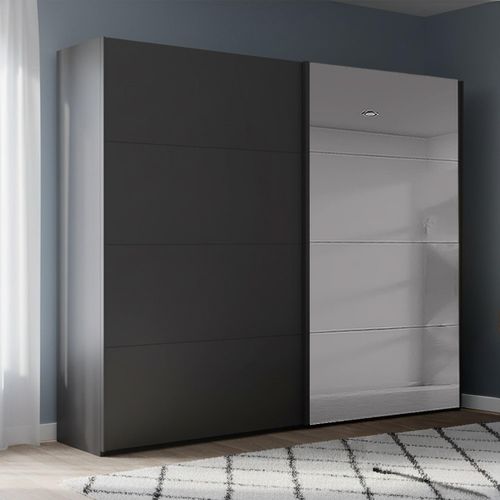 Rauch Beluga Extra 226cm 2 Door Sliding Wardrobe with Grey Mirror - Graphite