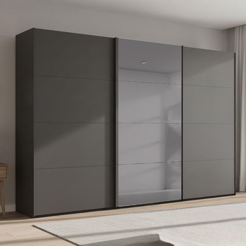 Rauch Beluga Extra 361cm 3 Door Sliding Wardrobe with Grey Mirror - Graphite