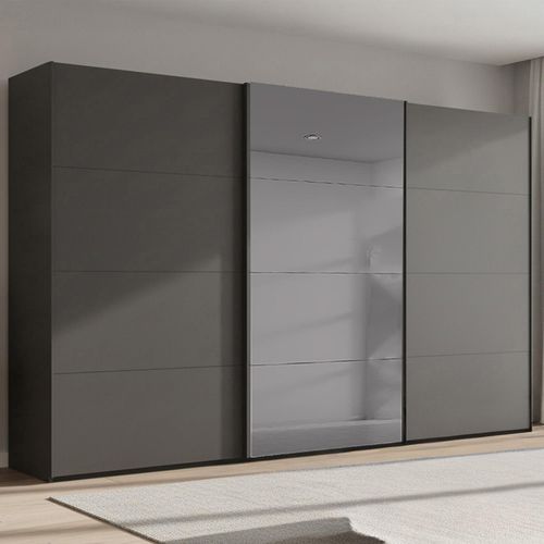 Rauch Beluga Extra 406cm 3 Door Sliding Wardrobe with Grey Mirror - Graphite