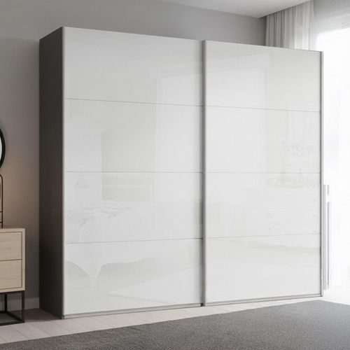Rauch Beluga Extra 226cm 2 Door Sliding Wardrobe - Graphite and White High Gloss