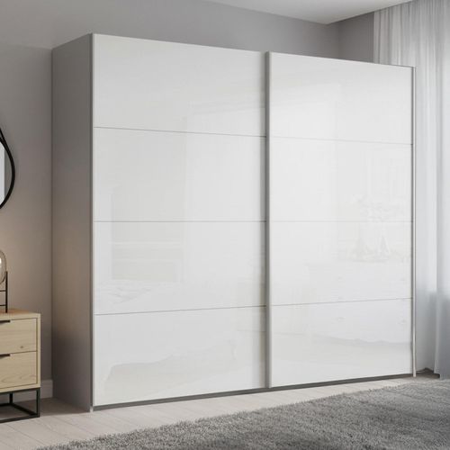 Rauch Beluga Extra 226cm 2 Door Sliding Wardrobe - Silk Grey and White High Gloss