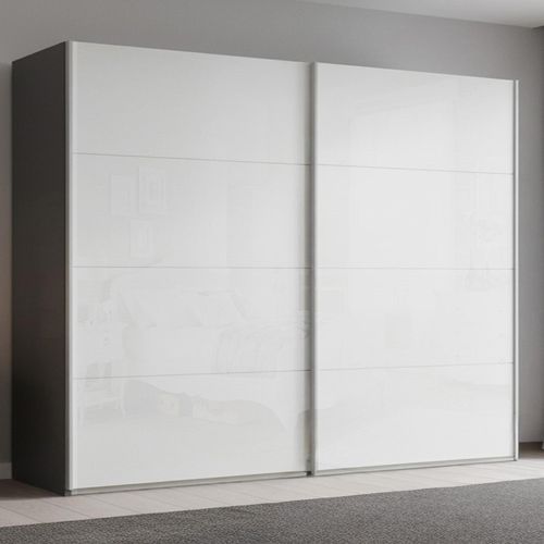 Rauch Beluga Extra 271cm 2 Door Sliding Wardrobe - Graphite and White High Gloss