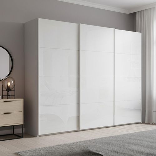 Rauch Beluga Extra 271cm 3 Door Sliding Wardrobe - Silk Grey and White High Gloss
