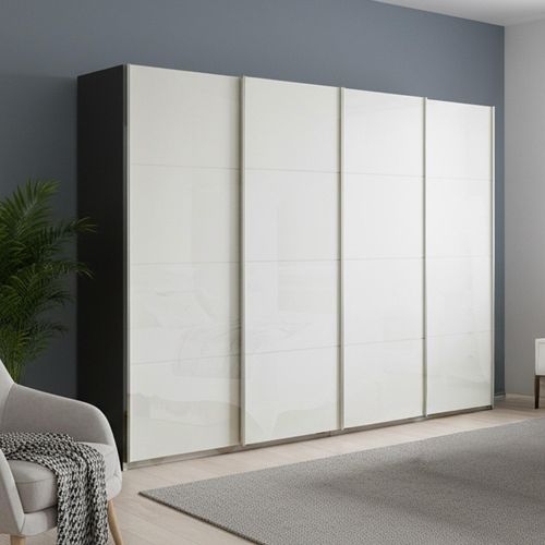 Rauch Beluga Extra 271cm 4 Door Sliding Wardrobe - Graphite and White High Gloss