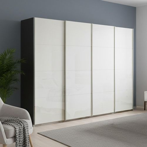Rauch Beluga Extra 361cm 4 Door Sliding Wardrobe - Graphite and White High Gloss