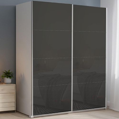 Rauch Beluga Extra 181cm 2 Door Sliding Wardrobe - Alpine White and Basalt Glass