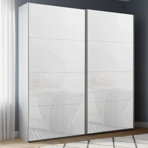 Rauch Beluga Extra 181cm 2 Door Sliding Wardrobe - Silk Grey and White Glass