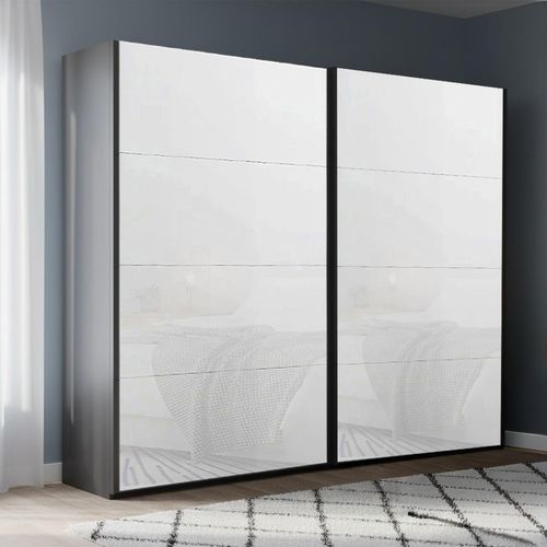 Rauch Beluga Extra 226cm 2 Door Sliding Wardrobe - Graphite and White Glass