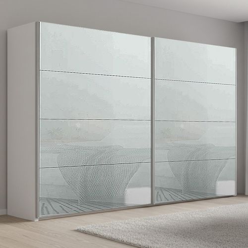 Rauch Beluga Extra 271cm 2 Door Sliding Wardrobe - Alpine White and Silk Grey Glass