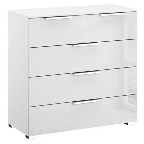 Rauch Miramar 3+2 Drawer Chest - Alpine White and Crystal White Glass