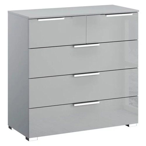 Rauch Miramar 3+2 Drawer Chest - Silk Grey and Silk Grey Glass