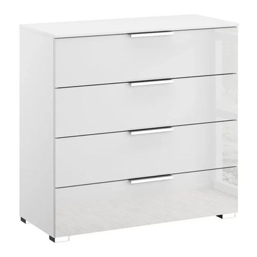 Rauch Miramar 4 Drawer Chest - Alpine White and Crystal White Glass