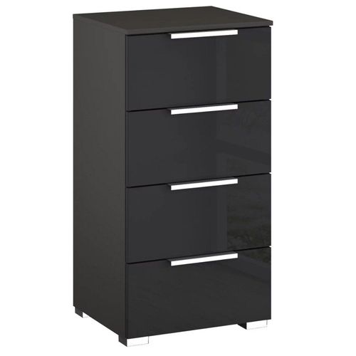 Rauch Miramar 4 Drawer Narrow Chest - Graphite and Basalt Glass