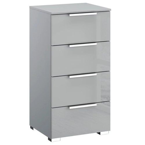 Rauch Miramar 4 Drawer Narrow Chest - Silk Grey and Silk Grey Glass