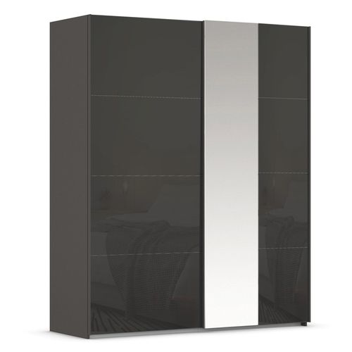Rauch Miramar Type-1 181cm 2 Door Sliding Wardrobe with Mirror - Graphite and Basalt Glass
