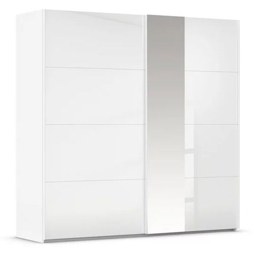 Rauch Miramar Type-1 226cm 2 Door Sliding Wardrobe with Mirror - Alpine White and Crystal White Glass