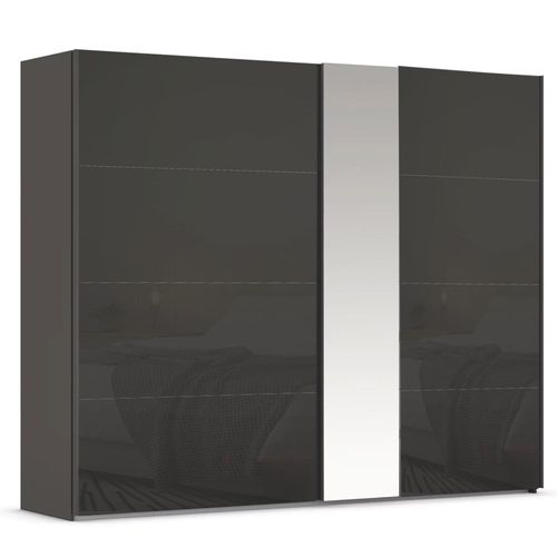 Rauch Miramar Type-1 271cm 2 Door Sliding Wardrobe with Mirror - Graphite and Basalt Glass