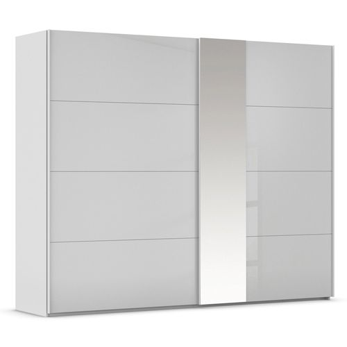 Rauch Miramar Type-1 271cm 2 Door Sliding Wardrobe with Mirror - Silk Grey and Silk Grey Glass