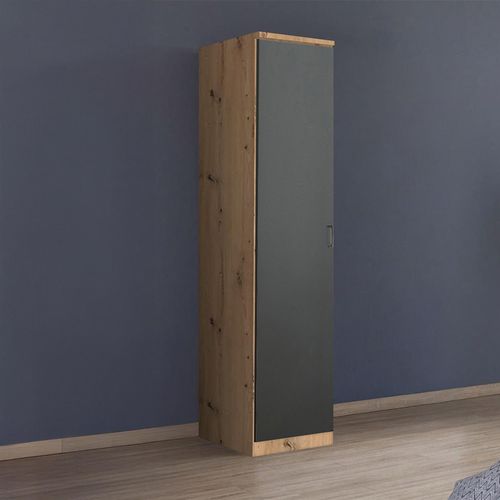 Rauch Celle Super 47cm 1 LH Door Wardrobe - Artisan Oak and Metallic Dark Grey