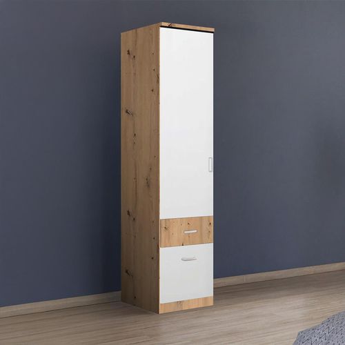 Rauch Celle Super 47cm 1 LH Door Wardrobe with Drawer - Artisan Oak and Alpine White