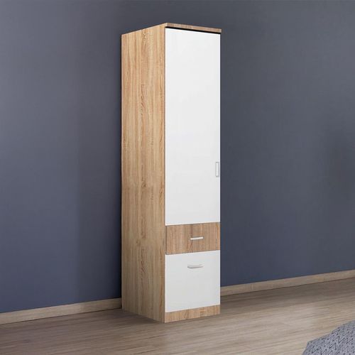 Rauch Celle Super 47cm 1 LH Door Wardrobe with Drawer - Sonoma Oak and Alpine White