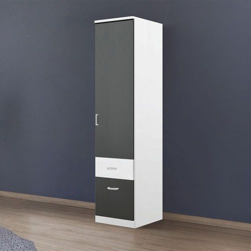 Rauch Celle Super 47cm 1 RH Door Wardrobe with Drawer - Alpine White and Metallic Dark Grey