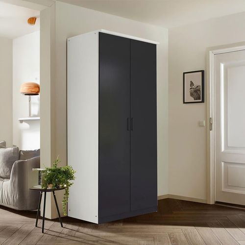 Rauch Celle Super 91cm 2 Door Wardrobe - Alpine White and Metallic Dark Grey