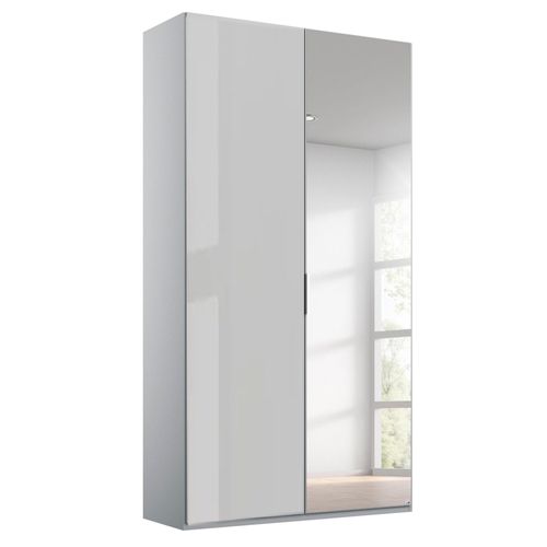 Rauch Miramar Type-5 101cm 2 Door Wardrobe with Mirror - Silk Grey and Silk Grey Glass