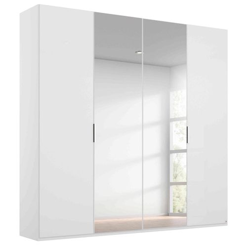 Rauch Miramar Type-5 201cm 4 Door Wardrobe with Mirror - Alpine White and Crystal White Glass
