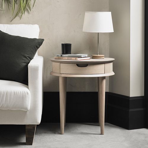 Bentley Designs Dansk Scandi Oak 1 Drawer Lamp Table