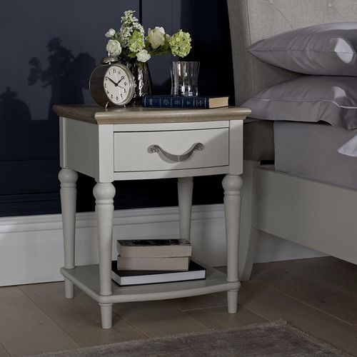 Bentley Designs Montreux Grey Washed Oak and Soft Grey 1 Drawer Bedside Cabinet