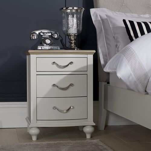 Bentley Designs Montreux Grey Washed Oak and Soft Grey 3 Drawer Bedside Cabinet
