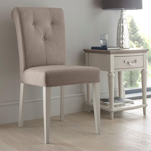 2 x Bentley Designs Montreux Soft Grey Upholstered Dining Chair - Pebble Grey Fabric