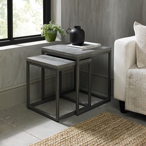 Bentley Designs Renzo Zinc and Dark Grey 2 Nest Of Lamp Tables